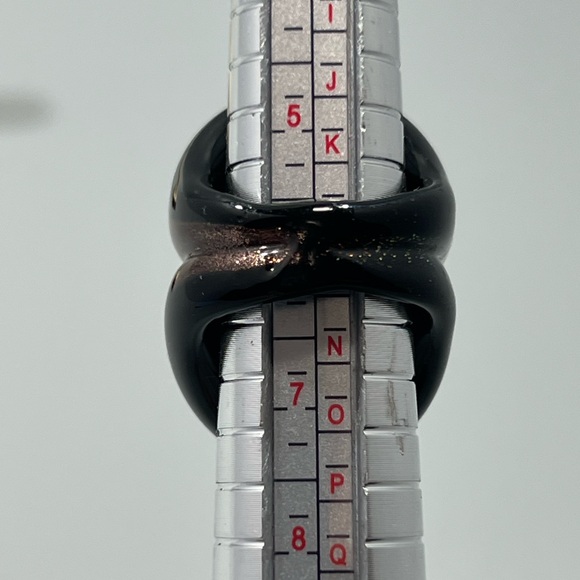 Vintage Murano Hand Blown Glass Galaxy Statement Ring Multicolored Signed Size 6 - Picture 7 of 8